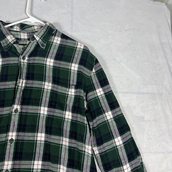 St Johns Bay Button Up Flannel Shirt Mens Green White Plaid Classic Size L - Picture 6 of 14